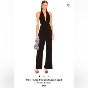 Norma Kamali Halter Wrap Jumpsuit in Black